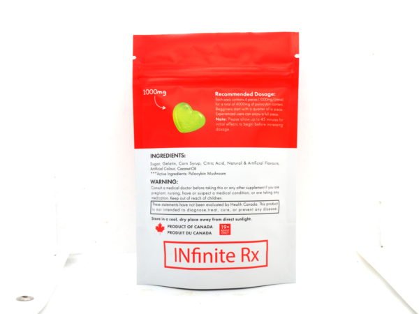 INfinite Rx Shroom Infused Large Heart Gummies Edibles Back Bag