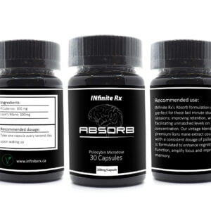INfinite Rx Absorb Microdosing Mushrooms Capsules Ingredients 3 Bottles