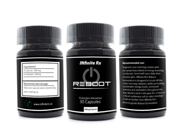 INfinite Rx Reboot Microdosing Mushroom Capsules 3D Bottle