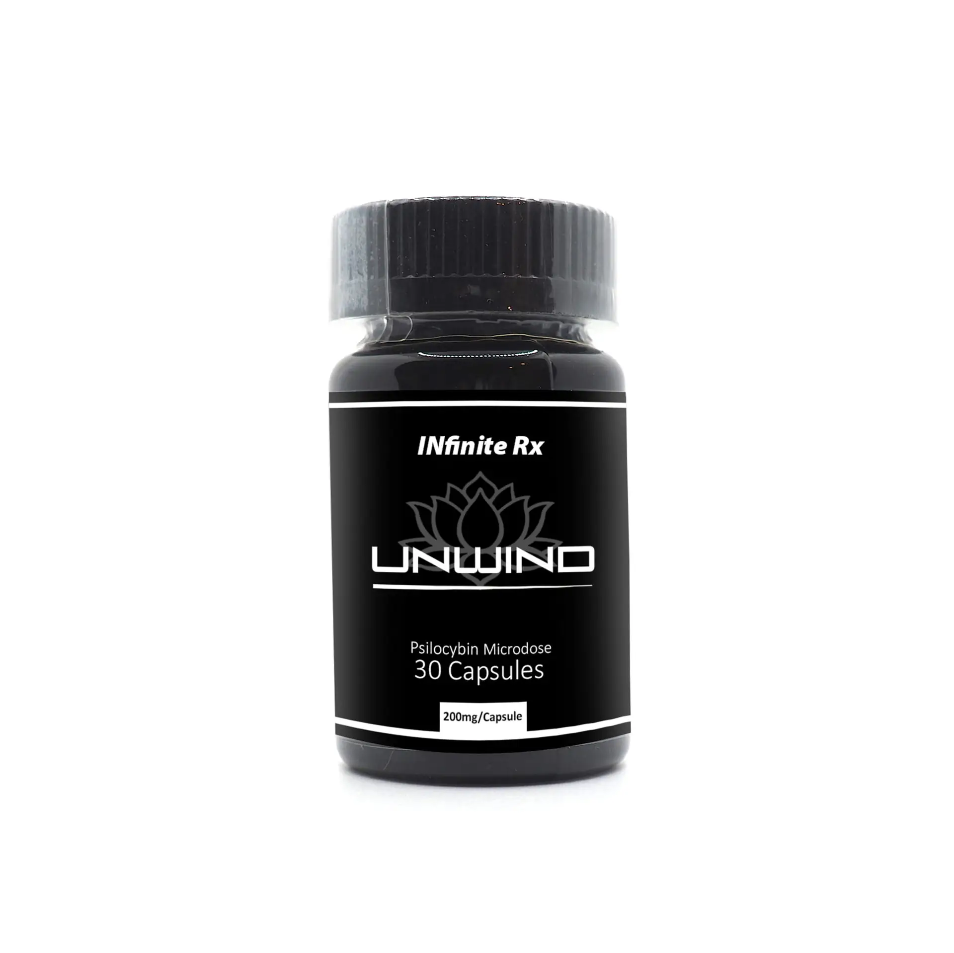 INfinite Rx Unwind Microdosing Mushroom CBD Capsules Front Bottle