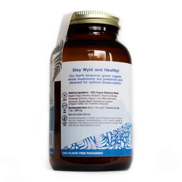 Stay Wyld Organics Daily Immunity 5 Blend Mushroom Capsules Bottle back.jpg