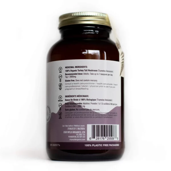 Stay Wyld Organics Turkey Tail Capsules Bottle back.jpg